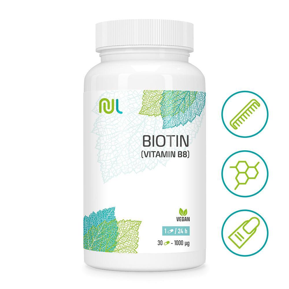 Biotine (Vitamine B8) - vitamine peau, ongle et cheveux aussi essentielle pour le système nerveux - NutriLife Shop