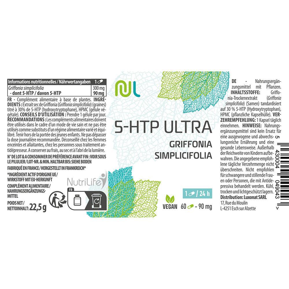5-HTP Ultra - Griffonia simplicifolia - Précurseur de sérotonine - NutriLife Shop