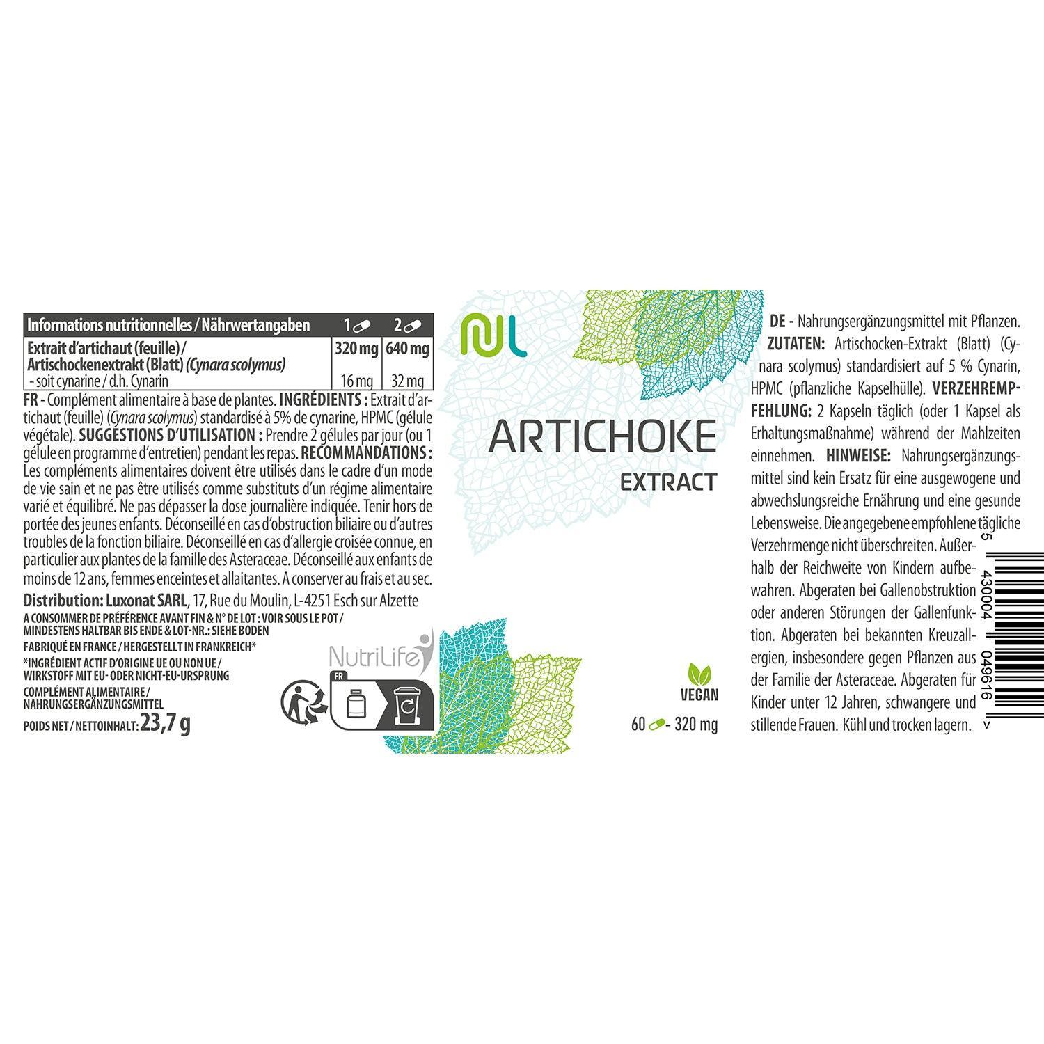 Extrait d’artichaut- cynarine- foie - digestion des graisses - NutriLife Shop