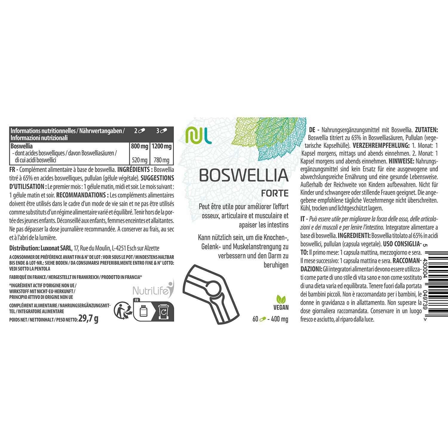 Boswellia serrata – 400 mg- articulations et intestins - NutriLife Shop