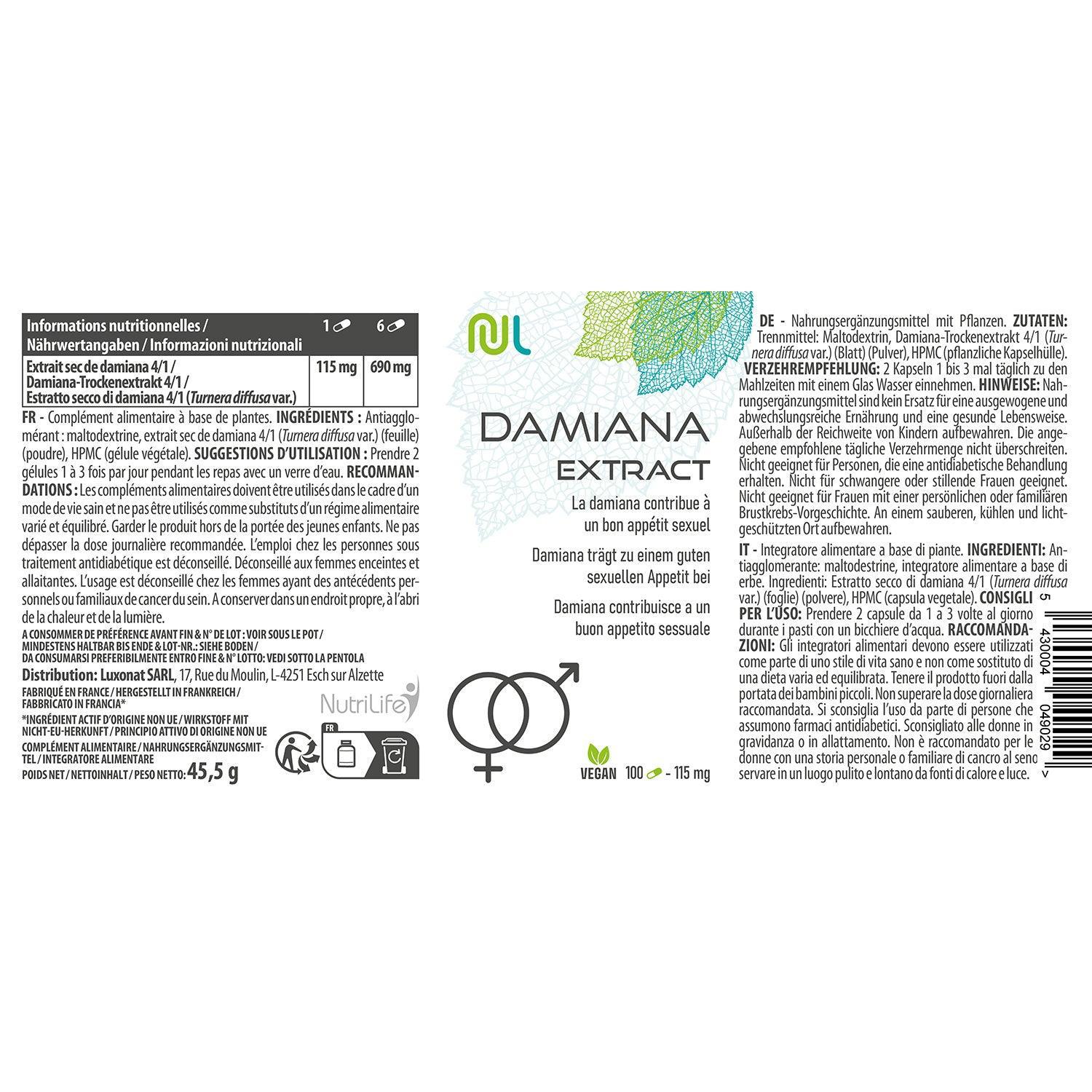 Damiana - libido homme et femme - NutriLife Shop