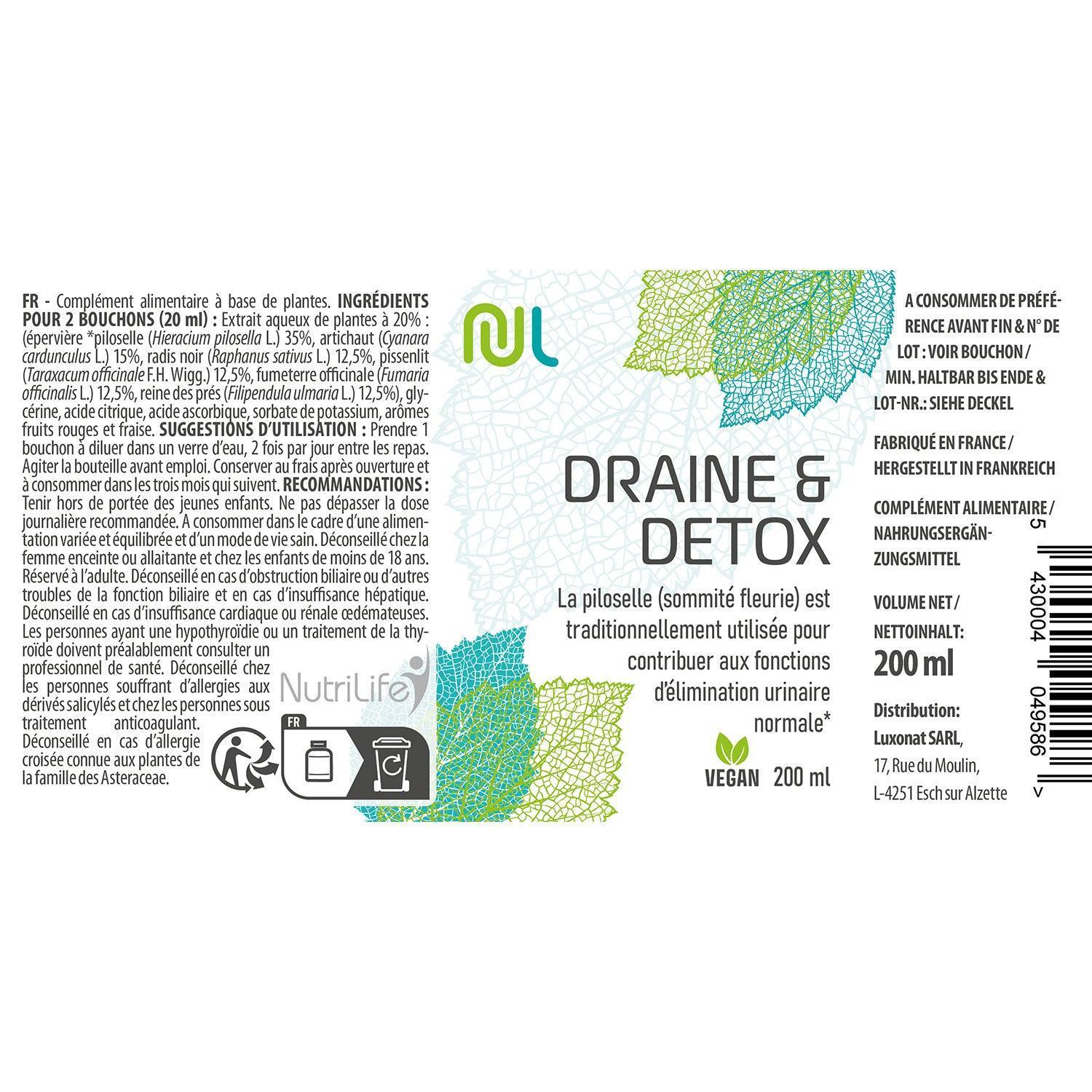Draine et Detox - éliminer les toxines et drainer - NutriLife Shop