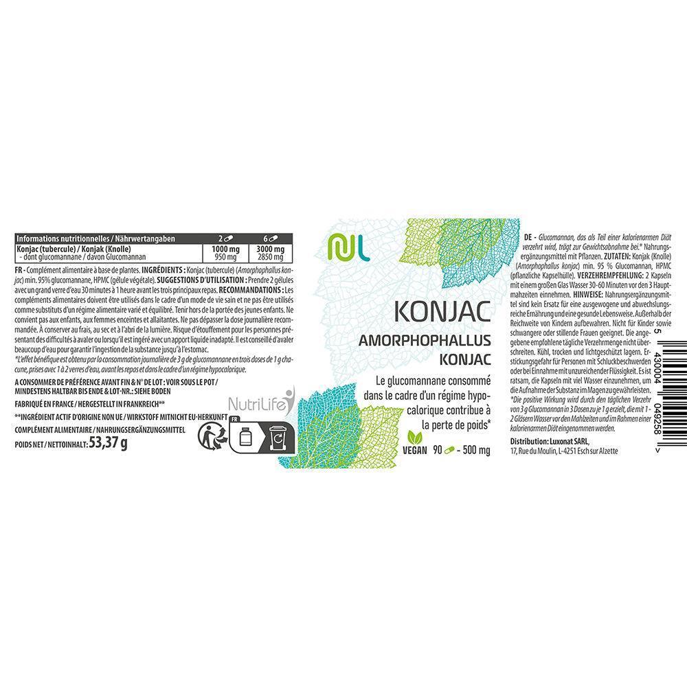 Konjac en gélule - Glucomannane - NutriLife Shop