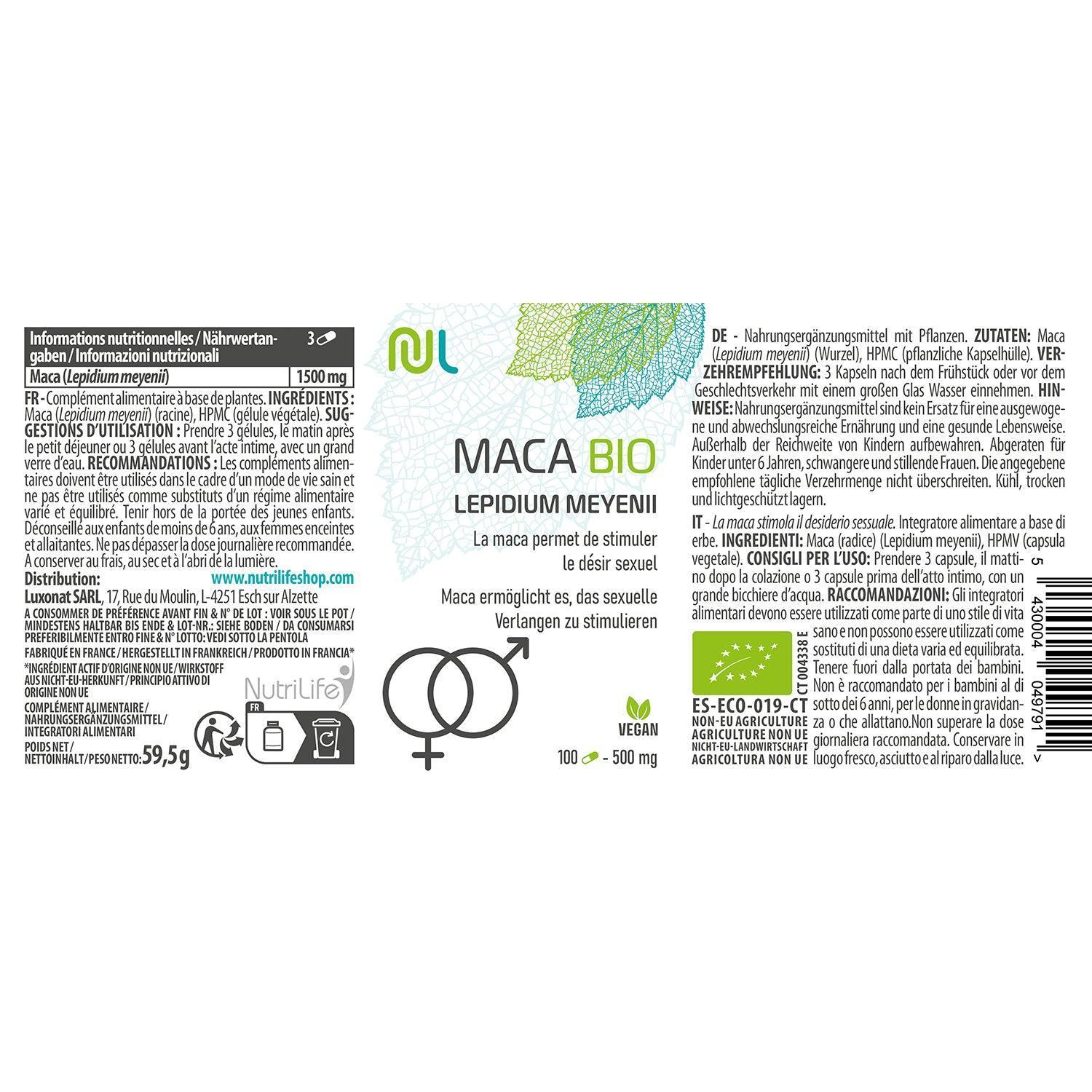 Maca Bio - Désir sexuel et performance physique - NutriLife Shop