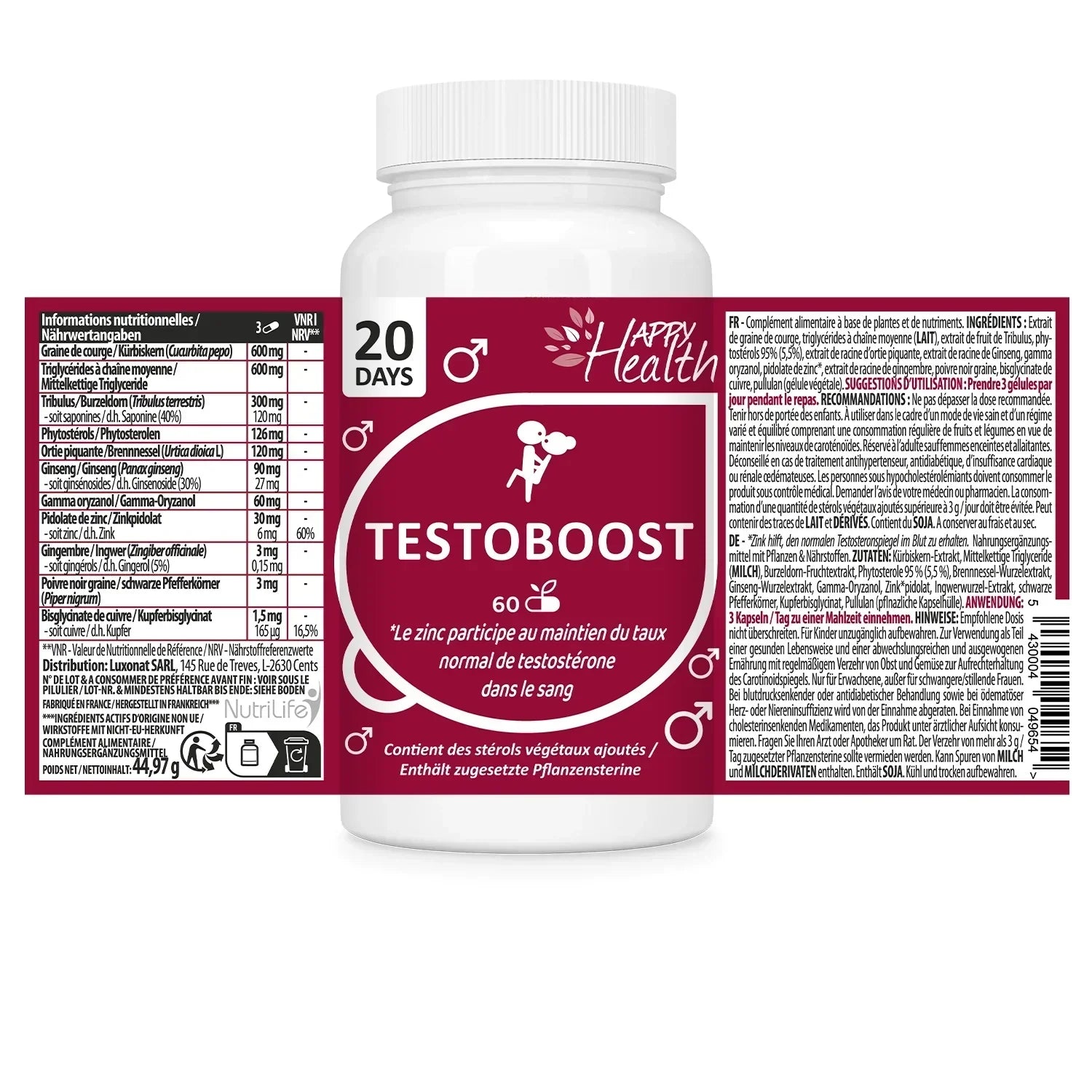 Testoboost - production de testostérone - NutriLife Shop